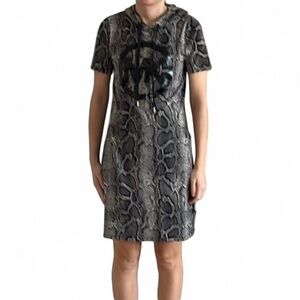 Michael Kors hooded snakeskin dress, size XS. Grey and black. Knit.